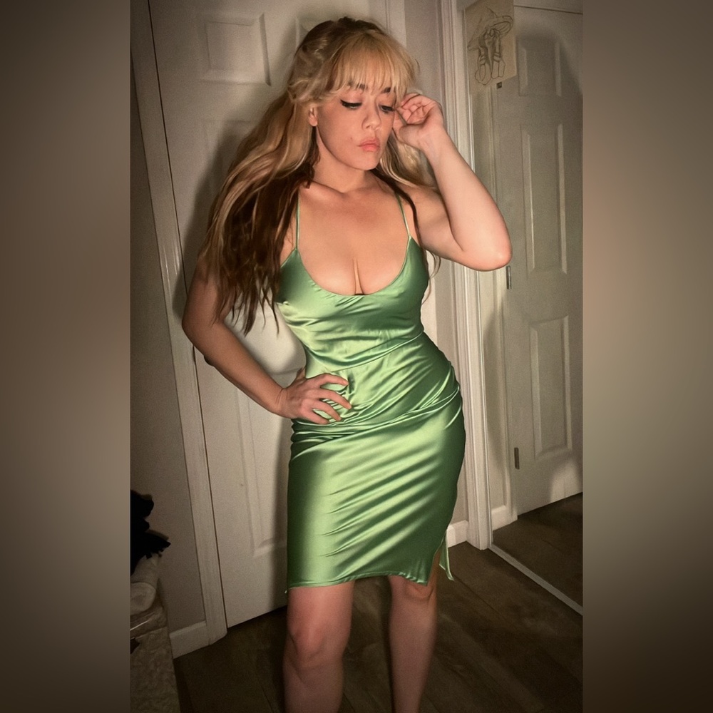 Midi lime green cocktail dress
